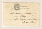 Reverse of antique Bergeret postcard No. 6 with handwritten address, French postage stamp and historic postal cancellation.
