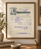 1929 French flour mill invoice displayed as framed industrial history wall decor