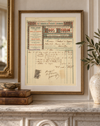 1898 French ceramic trade invoice displayed as framed historical wall decor