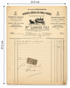 Original 1896 French funeral invoice with illustrated horse-drawn hearse letterhead
