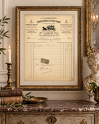 1. 1896 Laroche Fils funeral invoice displayed as framed historical wall decor