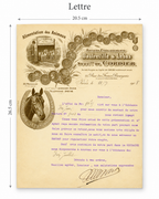 Original 1907 French veterinary business letter with illustrated horse and dog letterhead