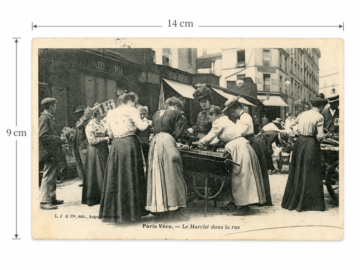 Paris Vécu – Street Market in Paris – Antique French Postcard