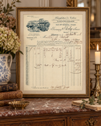 1. 1908 French metalware invoice displayed as framed industrial history decor