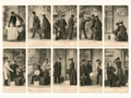 Complete set of 10 antique French Bergeret postcards, Le Train de Plaisir, humorous Belle Époque railway travel series circa 1903.