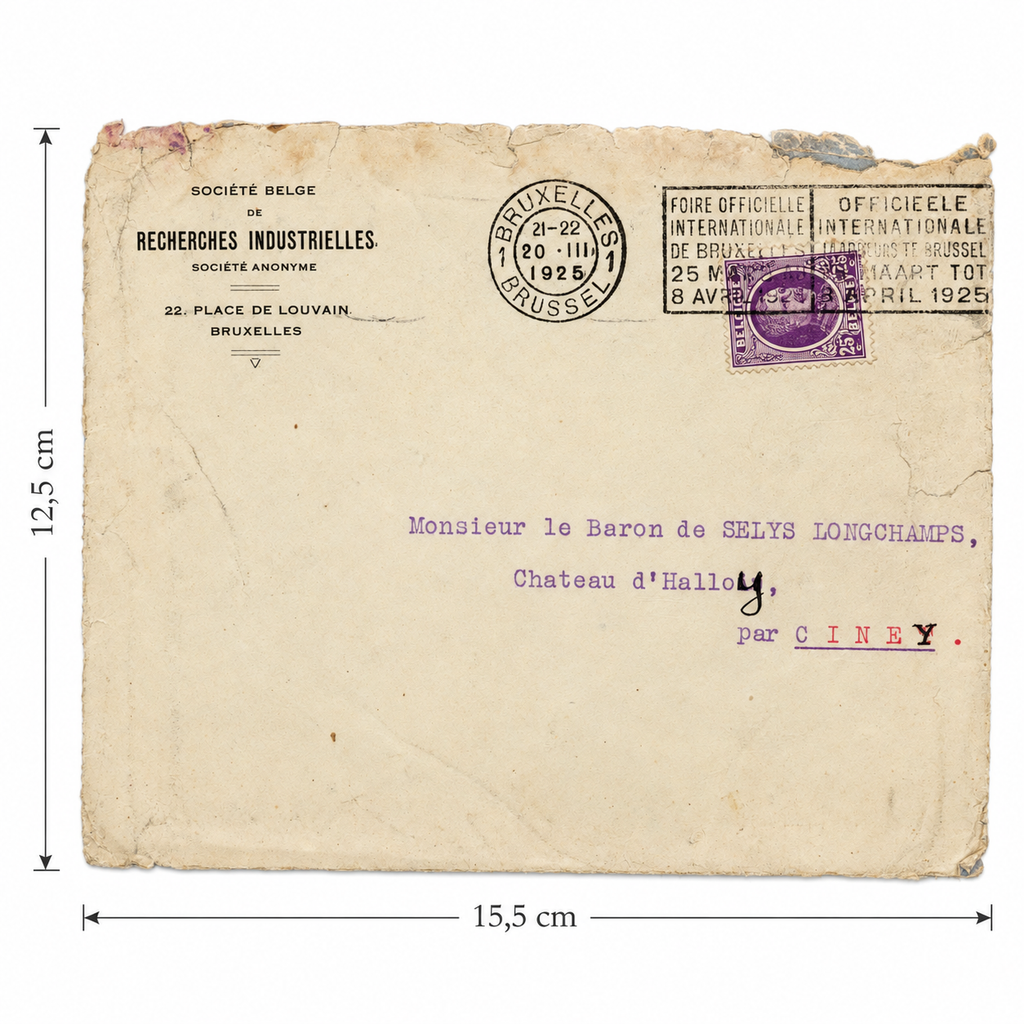 1925 Belgian Industrial Research Letter & Banque d’Outremer Receipt – Selys Longchamps Archive