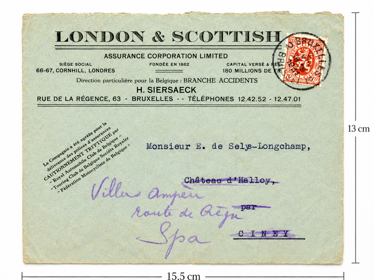1931 Citroën Automobile Insurance Letter – Selys Longchamps Archive