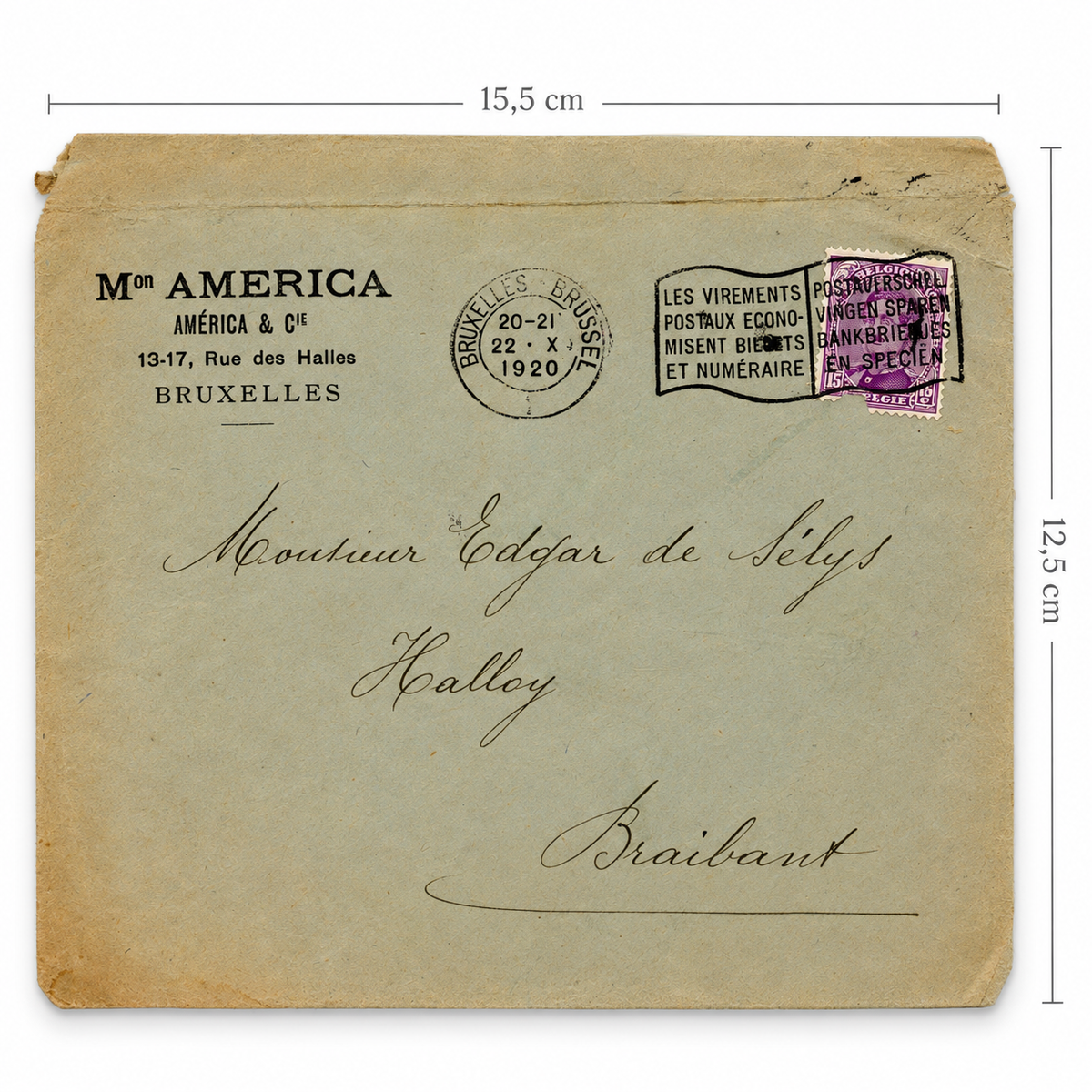 1920 Brussels Game Market Letter & Auction Invoice – Selys Longchamps Archive