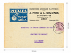 1921 Electrical Installation Letter & Philips Envelope – Selys Longchamps Archive
