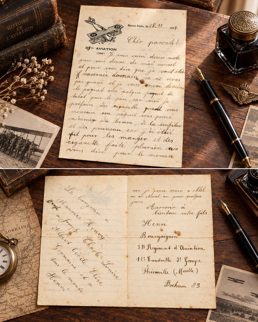 1924 French Military Aviation Letter – Basse-Yutz – Henri Bourguignon
