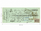 1902 French bill of exchange on pale green paper measuring 26.5 x 10.5 cm