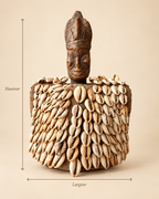 Yoruba Ere Ibeji figure with cowrie shell cloak, 26 cm high and 19 cm wide, Nigeria