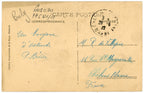 Reverse of the Ostend postcard with handwritten French correspondence in blue ink, an address in Châlons-sur-Marne and a postal cancellation.
