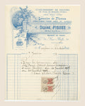 1915 Pierre Pidoux French horticultural receipt with blue floral letterhead and revenue stamps