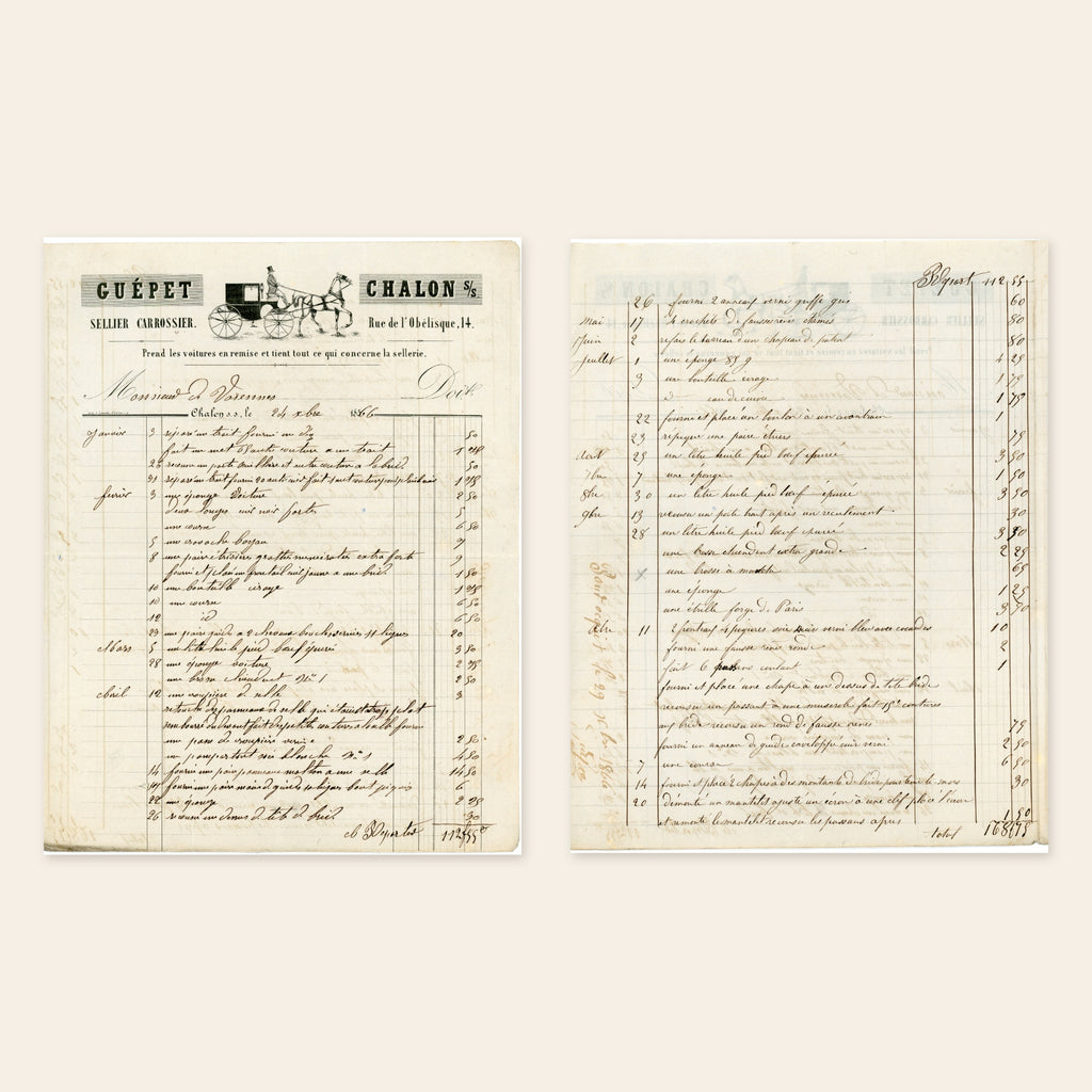 1866 Guépet French saddler and coachbuilder invoice from Chalon-sur-Saône