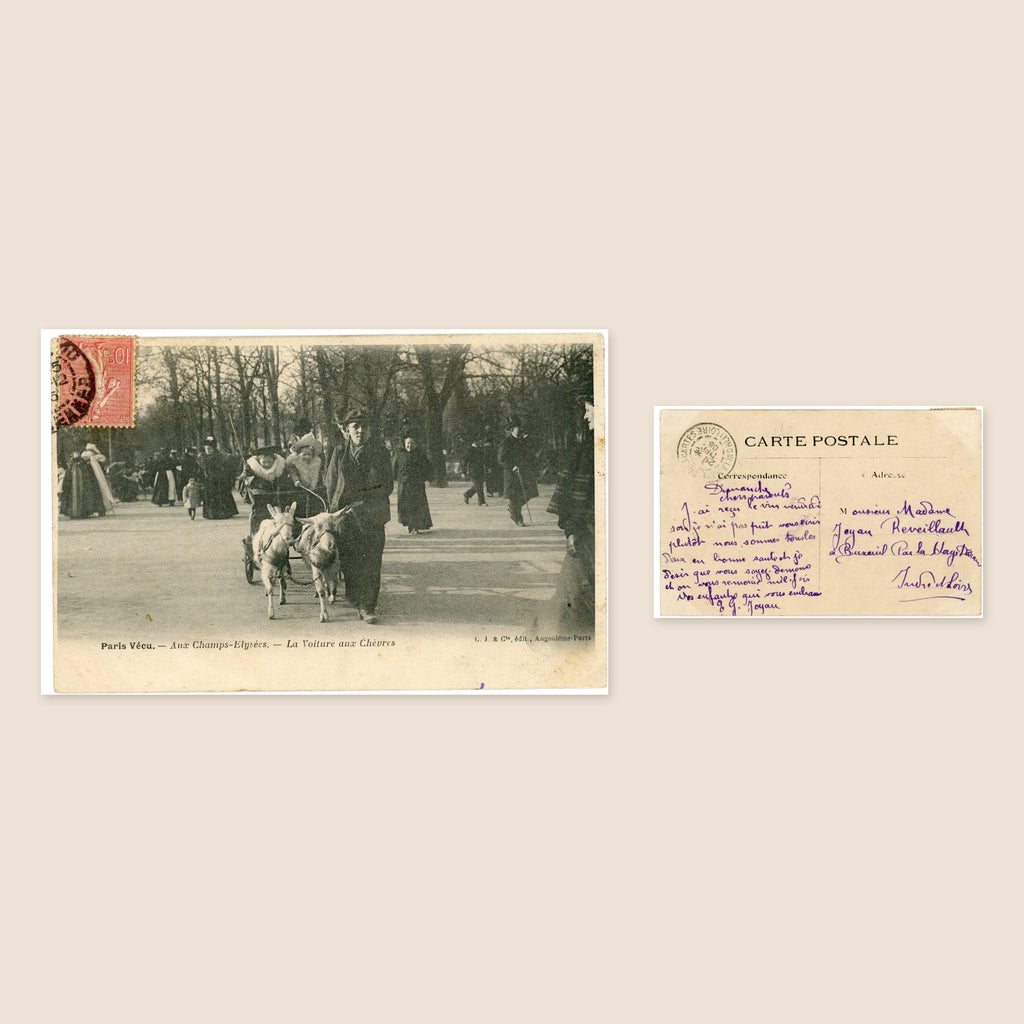 Paris Vécu – Aux Champs-Élysées, La Voiture aux Chèvres – Antique French Postcard
