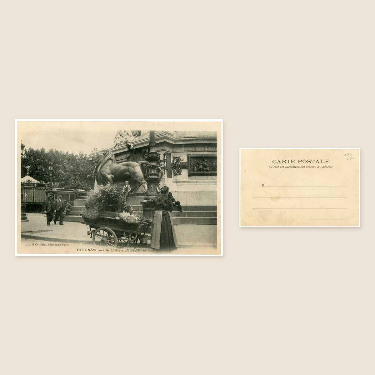 Paris Vécu – Flower Seller in Paris – Antique French Postcard