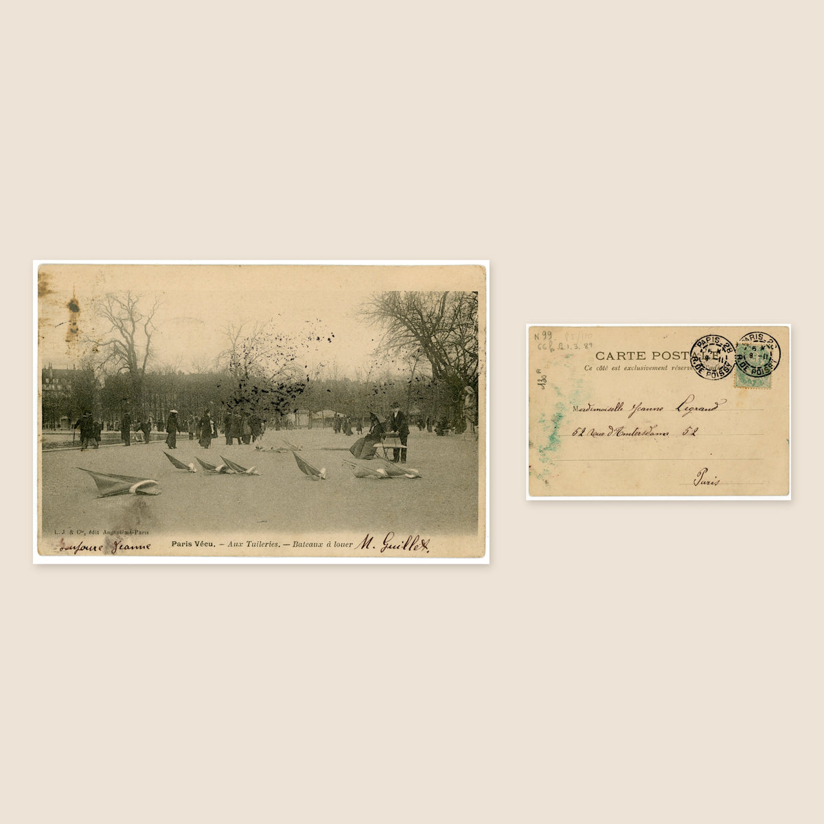 Paris Vécu – Model Boats at the Tuileries – Antique French Postcard