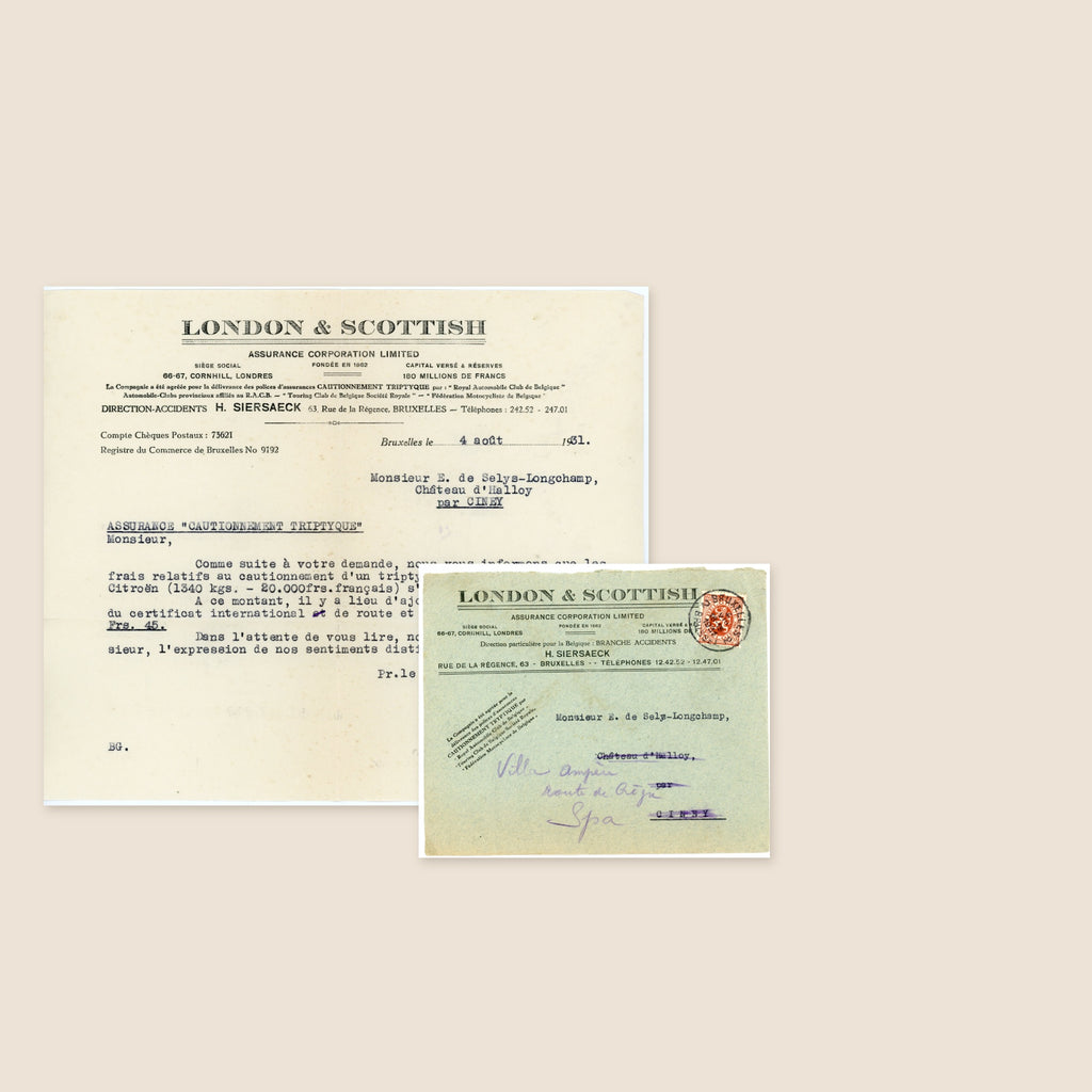 1931 Citroën Automobile Insurance Letter – Selys Longchamps Archive
