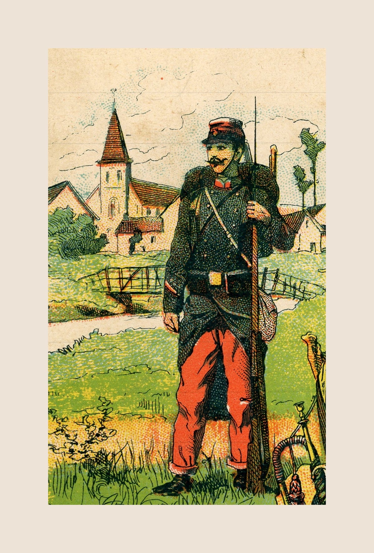 1905 French Soldier Letter – Fontainebleau – Illustrated Military Stationery